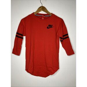 Nike Red 3/4 Sleeve Women's XS Baseball Style Shirt Velvet Letters